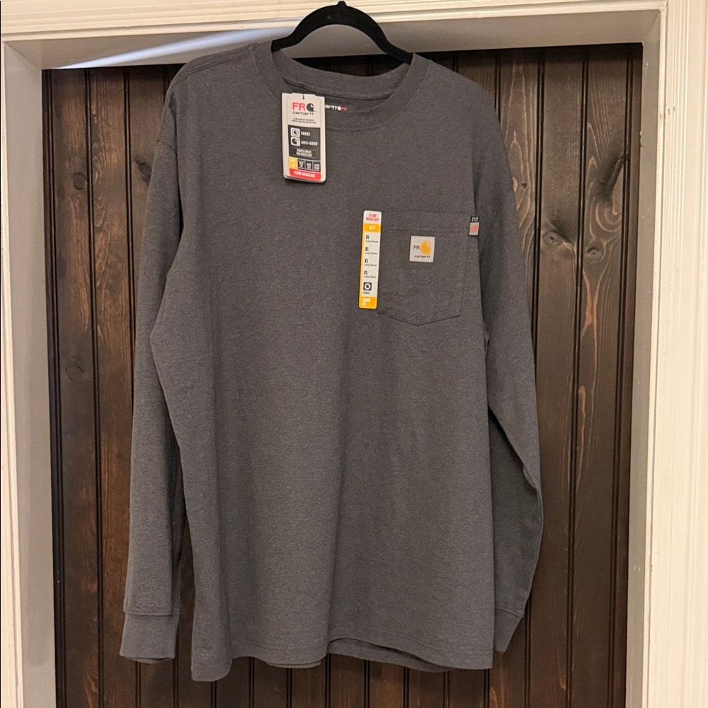 Carhartt Flame Resistant CAT 2 Dark Gray Long Sleeve Shirt size XL
